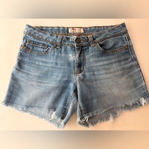 l.e.i. Ashley Low Rise Slim Boot Denim Cutoff Shorts | Light Blue Jean Shorts